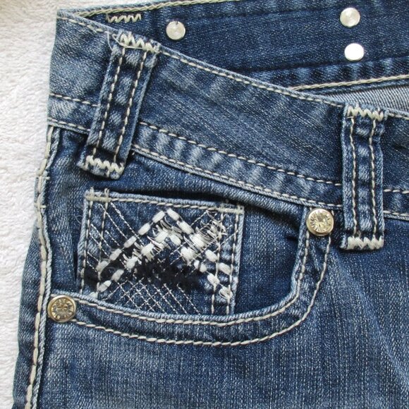 New ROCK & ROLL Cowgirl Jeans Size 33x32 Light Blue Mid Rise Bootcut Denim - Picture 6 of 9